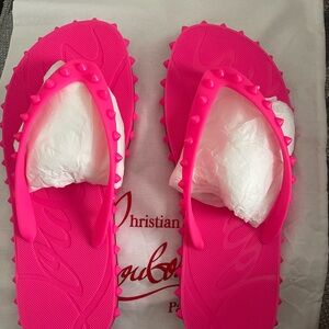 Hot Pink Christian Louboutin
Loubi Donna Spike Red Sole Flip Flops